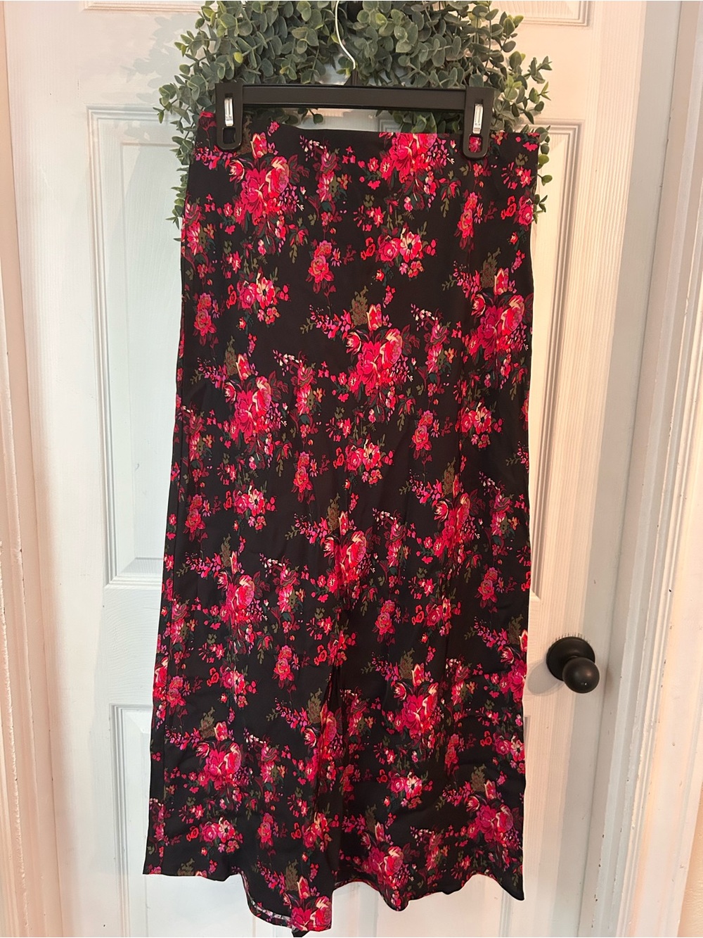 GAP Black Maxi Skirt with Pink Floral Print